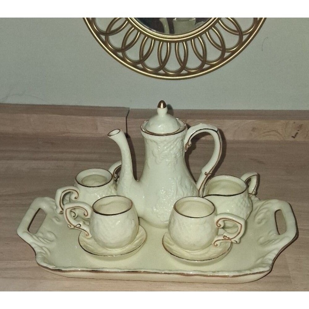 Formalities by Baum Bros. Porcelain Tea Set with Gold Trim Miniature 9piece/set